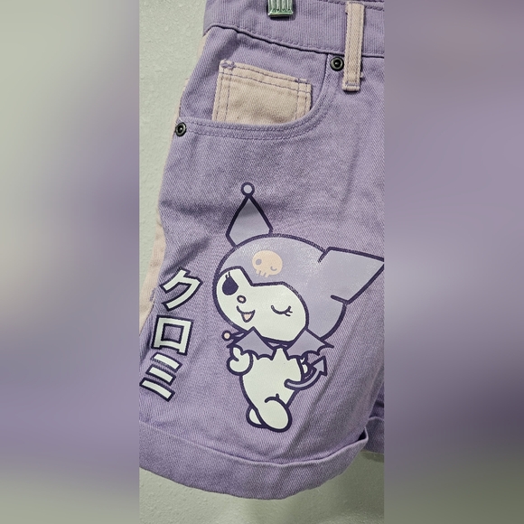 Hot Topic My Melody & Kuromi Pastel Color-Block Girls Denim Shorts Size 3 Jr NEW - Picture 3 of 10